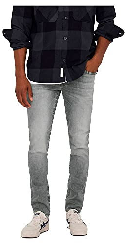 ONLY & SONS Herren Jeans ONSLOOM Slim Grey 3227 - Slim Fit - Grau - Grey Denim, Größe:34W / 32L, Farbvariante:Grey Denim 22023227