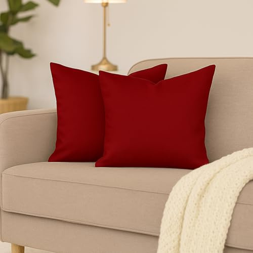 Hans-Textil-Shop 2er Set Kissenbezüge, 100% Baumwolle, Reißverschluss - Kopfkissen, Dekokissen, Couchkissen, Sofakissen (40x60 cm, Bordeaux)