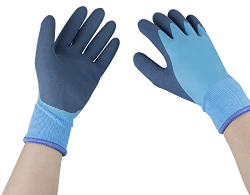 AMONENZ 1 Paar Wasserfeste Handschuhe, Thermo Arbeitshandschuhe Herren, Doppeltem Latex Wasserdichte Arbeitshandschuhe, für Vielzahl von Arbeiten im Innen und Außenbereich (Blaue)