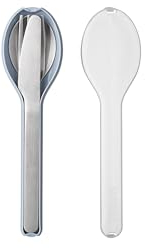 Mepal - Besteck 3-teiliges Set Ellipse - Besteck-Set für unterwegs - Besteht aus einem Messer, Gabel & Löffel - Besteck-Set mit Reiseetui - Edelstahl - Nordic Blue