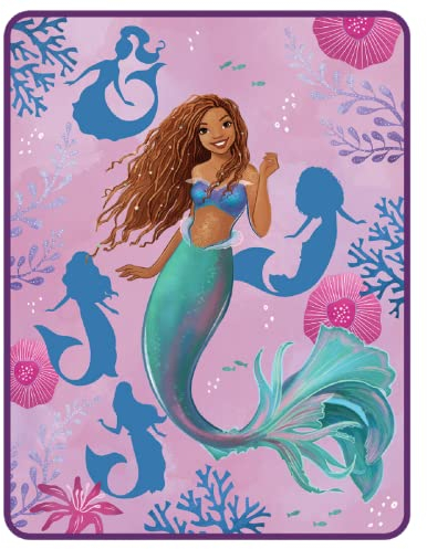 Franco Disney's Ariel The Little Mermaid Live Action Movie Kinder-Bettwäsche, superweicher Plüsch, Mikro-Raschel-Überwurf, 116,8 x 152,4 cm, (offizielles Lizenzprodukt)