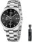 Affute Montre à Quartz pour Homme avec chronographe étanche en Acier Inoxydable et métal, Aiguilles colorées, Noir/argenté