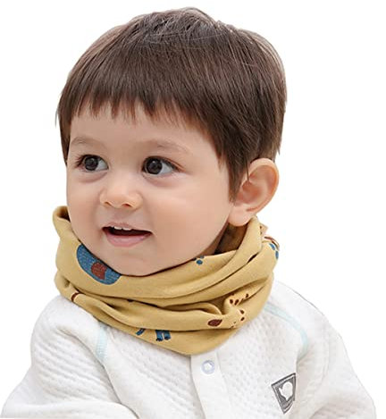 MAKFORT Kinder Schal Loop Schal Kinder Schlauchschal Baumwolle Baby Schals Halstuch Kinder Nackenwärmer Kids Multifunktionstuch (Jersey Stoff innen - Spring and Autumn, gelb)