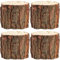 Holz Rustikaler Blumentopf Baumstamm Gartentopf: 4Stücke Holzoptik Kleiner Übertopf Holzstamm Kerzenhalter Mini Pflanztopf Kaktus Sukkulenten Topf Schale Pflanzgefäß Garten Deko