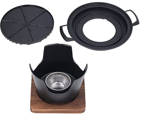 Mini Juego De Parrillas Para Barbacoa Barbacoa De Carbón Parrilla De Mesa De Carbón Barbacoa De Estilo Japonés Parrilla Redonda Para Interiores Con Base De Madera Para Picnic Jardín Balcón Camping