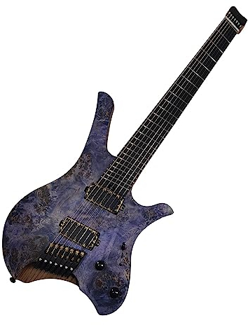 Guitarra Eléctrica Sin Cabeza Hecha A Mano 7 Cuerdas Trastes De Acero Inoxidable En Forma De Abanico Cuerpo De Madera De Fresno Principiantes Guitarra Eléctrica