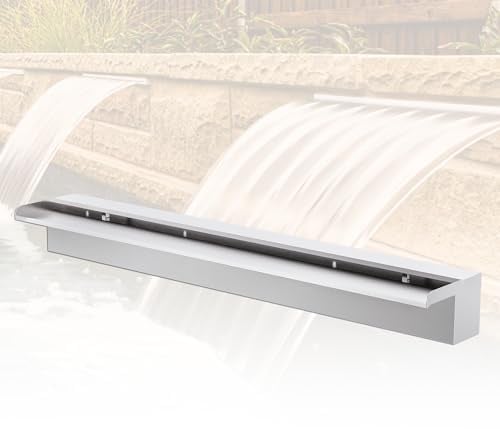 LONGRUNNEW Kit Cascata Piscina Laghetto a lama, Fontana da Giardino Esterno in Acciaio Inossidabile con Accessori, Decorazione Laghetto da Giardino Patio (Lunghezza 90cm, Larghezza 15cm)