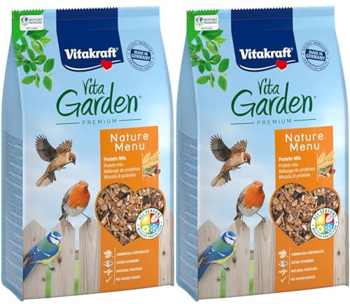Vitakraft Vita Garden, Protein Mix, Vogelfutter für Wildvögel, mit vielen tierische Proteinen, umweltschonend, Ambrosia Controlled (1x 1kg) (Packung mit 2)