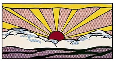 Berühmtes Roy Lichtenstein Poster und Drucke Landschaft Sonnenaufgang Wandkunst Roy Lichtenstein Leinwand Gemälde für Home Decor Bilder 50x100cmx1 Kein Rahmen