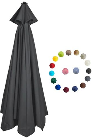 BEEGMA Replacement Parasol Canopy 2.0/2.3/2.7/3.0m Patio Umbrella Replacement Canopy 6 Arms/8 Arms Canopy Replacement Cover for Garden Market Beach Umbrella (Color : Gray, Size : 3.0m/10FT-8Ribs)