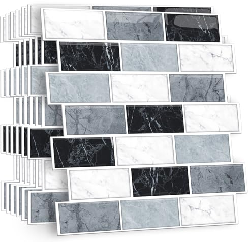 HPNIUB 10 Stück Fliesenaufkleber Metro Fliesen Selbstklebend fliesenaufkleber Küchenrückwand Fliesen Klebefliesen Fliesenfolie Selbstklebende Küche Bad 30 x 30cm Kachelaufkleber
