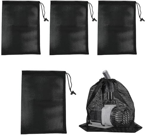 FUIPVGI 4 Pièces Sac de Pompe, Sac en Filet de Filtre de Pompe, Pompe Bassin, Sac de Barrière de Pompe pour Filtre Bassin, Sac Filtrant de Pompe à Eau en Maille pour Filtres de Bassine (Noir)
