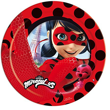 ALMACENESADAN, 5121, Pack fiesta cumpleaños; pack 8 platos de cartón 23 cm; de la licencia (Lady 18)