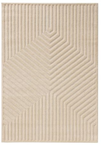 benuta Basic Teppich Leo - Creme 300x400 cm - Abstrakter Relief-Teppich für Wohnzimmer, Schlafzimmer & Flur - Pflegeleicht - Fußbodenheizung Geeignet