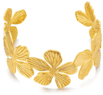 LILIE&WHITE Armreif Damen Armreif mit Blumendesign – Eleganter Goldfarbener Schmuck für Frühling und Sommer – Stilvolles Accessoire für Alltag und Feste