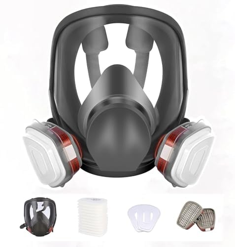 sykua Full Face Mask - Reusable Full Face Respirator Mask with Filters for Spray Painting, Chemical, Sanding, Building Work, and Fine Gas Dust