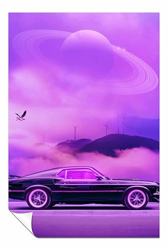 Panther Print Outrun Drive ungerahmtes Poster, Bilder für Wände, Schlafzimmer, Wohnzimmer und Badezimmer, 46 x 31 cm
