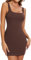SHAPERIN Robe Moulante Femme Élégant Col Carré Mini Robes sans Manches Sleeveless Bodycon Mini Dress Marron M