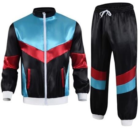 Generisch Party Fashion - Kostüm Trainingsanzug, mintgrün, 80er Jahre Outfit, Jogginganzug, Bad Taste Outfit, Faschingskostüme Glitzer Anzug 90Er Jahre Outfit Damen