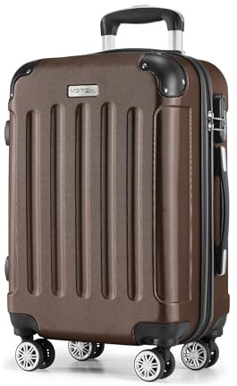 MERISH Reisekoffer Koffer Kofferset Trolleys Zwillingsrollen 3tlg. Hartschale in 9 Farben (Braun, M)