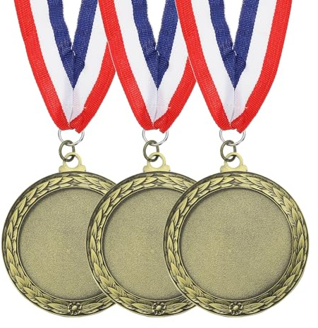 PATIKIL Stück Metall Medaillen Auszeichnung, Platz Medaillengewinner Auszeichnung mit Halsbändern für Sportstag Oden Party Wettbewerbe, Gold
