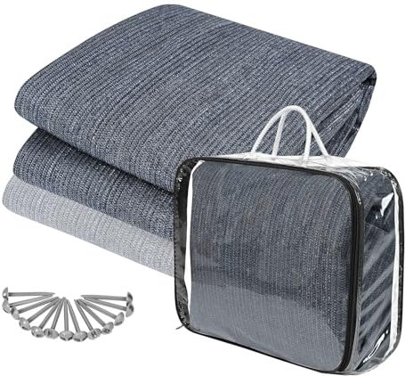 ACXIN Outdoor Campingmatte 2,5 m x 2,5 m - Teppich für Zelt Wohnmobil aus HDPE, Vorzeltteppich mit Aluminiumschlaufen Tragetasche, Outdoor Campingteppich (Grau Blau, 2,5 m x 2,5 m)