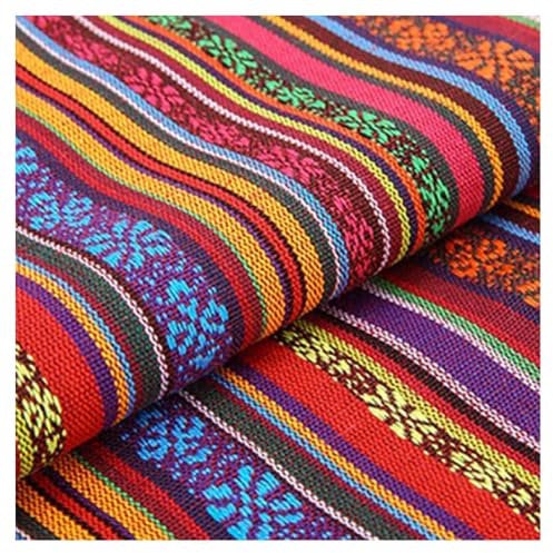 BrightGlow Baumwolle Stoff zum Nähen Ethnisches Muster Baumwollstoff Boho-Stoff Meterware Exotische Blumen Stoff Baumwoll-Leinenstoff Bunter Retro-Dekostoff Zum Nähen Kostümstoff 3# 100 X 150CM
