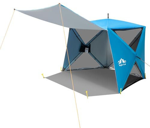 Night Cat Strand Zelt 3 4 Personen: Pop Up Strand Zelt UV-Schutz 50+ Bietet Sonnenschutz und Windschutz am Strand