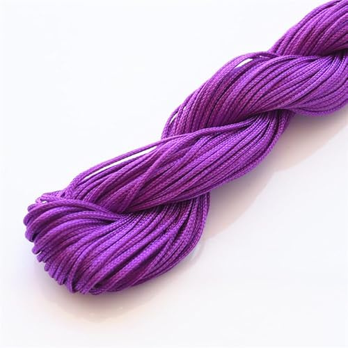 1 mm Satin-Bordüre, chinesische Knotenschnur, Nylon, Makramee-Faden, Rattail-Seidenschnur, Perlenschnur für Halskette, Armband, Schmuckherstellung, Violett