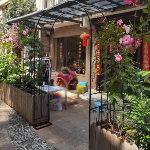 Arco da giardino in metallo, traliccio per piante rampicanti, decorazione per matrimoni, cornice ad arco per rampicanti, 150 x 240 cm, pergolato da esterno per giardino, finitura nera