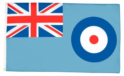 Raf Ensign Flagge, groß, 1,5 x 2,4 m, 100D Polyester Royal Air Force, großes Banner mit zwei Metallösen, farbecht, lebendige Farben, 250 x 150 cm