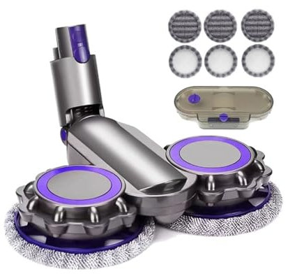 LaiCaiLO 1set, Electric Mop Head Attachment - Compatible With Dyson V7 V8 V11 V10 V15 - Vacuum Cleaner Attachment With Water Tank And 6Pcs Mops(V10sim/V12+6 rags 1 tank)