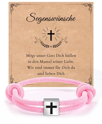 MANVEN Kommunion Geschenk für Mädchen Jungen Taufe Kreuz Armband | Geschenk für Kinder Tauf Firmung Geburt Taufpaten Erstkommunion Konfirmation