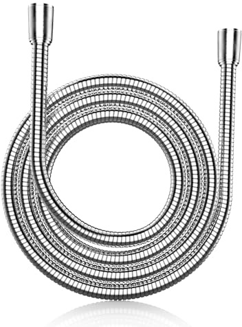MEKO Stainless Steel Shower Hose 2m, Anti-Kink Universal Standard G1/2 | Leakproof, High Pressure Resistance, Anti-Explosion, Rustproof, Flexible, Replacement Pipe for Baths and Enclosures,Silver