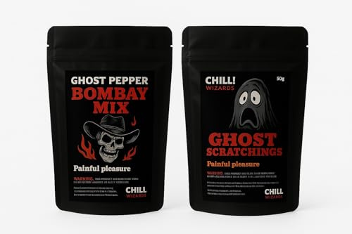 Chilli Wizards Ghost Pepper Pork Scratchings 50g & Ghost Pepper Bombay Mix 80g