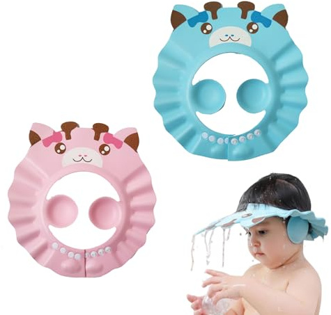 2 Stück Duschhaube Kinder Baby Verstellbarer Shampoo Schutz Bei Komfort | Haarwaschhilfe Kinder, Extrem Wasserdicht Baby Shampoo Ohrkappe, für Schutz von Augen und Ohren Verwendet