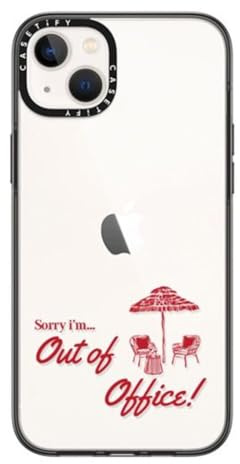 CASETiFY Kompakte iPhone 14 Plus Hülle [Leicht / 4 ft. 2X Militärischer Fallschutz/Schlank] - OOO Nachricht - Klar Schwarz
