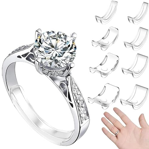 8-Piece Invisible Ring Reducers – Made of Soft Silicone for All Ring Sizes, Non-Slip & Skin-Friendly