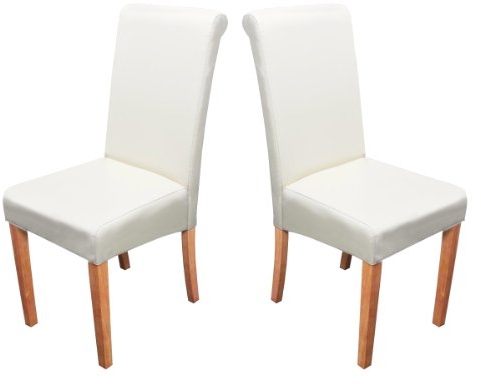 Mendler 2er-Set Esszimmerstuhl Novara II-AM, Leder - Creme, helle Beine