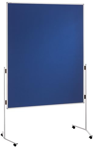 FRANKEN Moderationstafel ECO, doppelseitig, pinnbar, 120 x 150 cm, blau/Filz, einteilig, Pinnwand mit Standbeinen und Rollen, ECO-UMTF03R