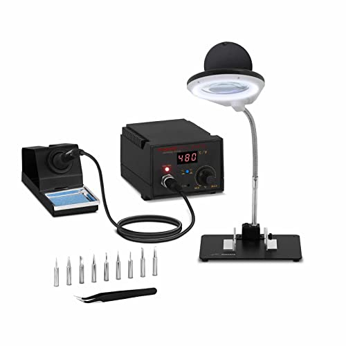 Stamos Station de Soudage S-LS-12 (fer à souder 60W, écrans LED, température de brasage 200-480 °C, sécurité DES)