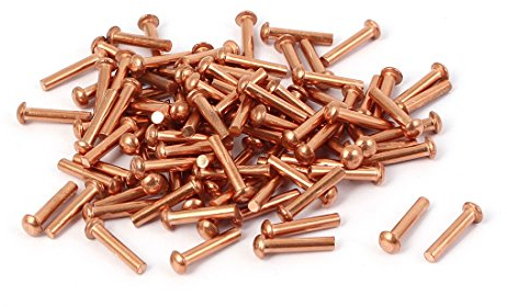 sourcing map a16041400ux0881 rund Kopf Kupfer massiv Nieten Hardware, Gold, 2 X 10 mm de