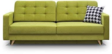 mb-moebel Schlafsofa Kippsofa Sofa Samt mit Schlaffunktion Klappsofa Bettfunktion mit Bettkasten Couchgarnitur Couch Sofagarnitur Schlafcouch 3 Sitzer Gästebett - 229x95x97 cm - Carla (Grün)