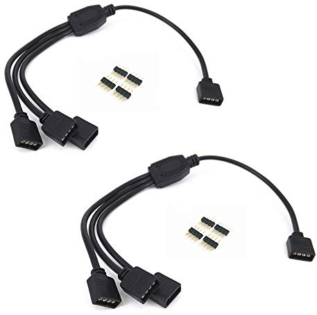 HUABLUE 2pcs/pack schwarz 4Pin LED Splitter Kabel Y Splitter Verteiler Kabel LED Stripe Verbinder für Eine zu Drei SMD 5050 RGB LED Streifen 30cm/11.81inch