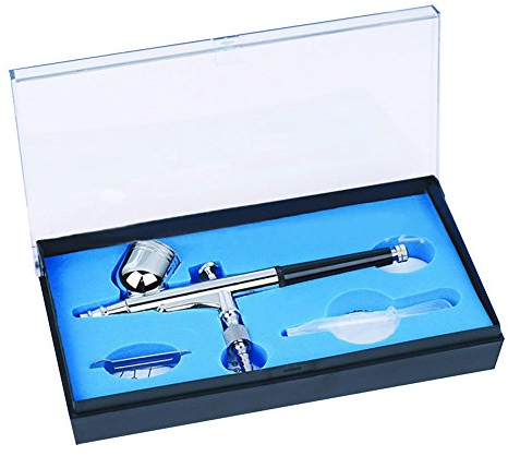 NUZAMAS 0.3mm Dual-Action Airbrush Kit Set Air Brush Spray Gun für Make-up Malerei Nail Art Tattoo mit Kunststoff Troppper & Schraubenschlüssel