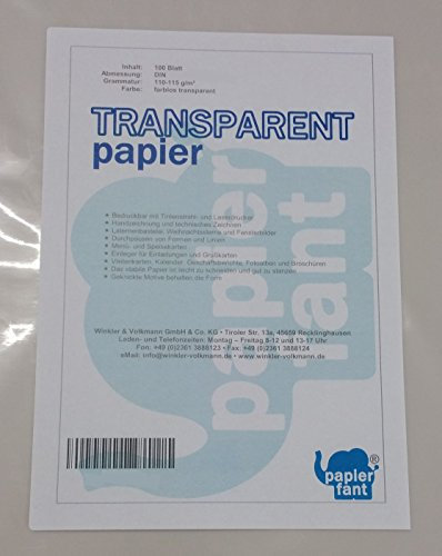 papierfant.de Transparentpapier - 100 Blatt Papier transparent DIN A5 110-115 g/m SUPER! …