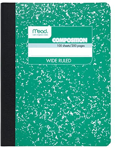 Mead Composition Notebook, Comp Book, carta a righe larghe, 100 fogli, 24 x 19 cm, alla moda, verde (09918AC5)