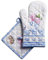 Maison d' Hermine Canton Ensemble de Gants de Four de (19cm x 33cm) et maniques de (20cm x 20cm), 100% Coton, pour Barbecue, Cuisson, Four, Micro-Ondes, grillades, Printemps/été, Pâques