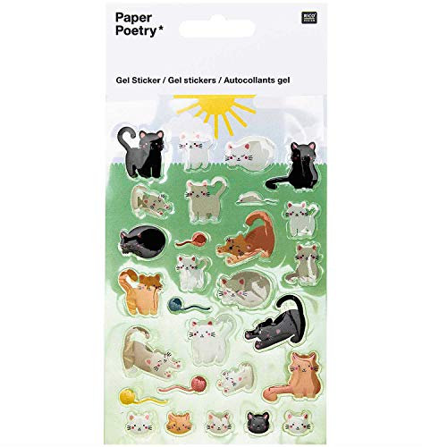 Rico Design Gel Sticker 1 Bogen zum Dekorieren Basteln Katzen