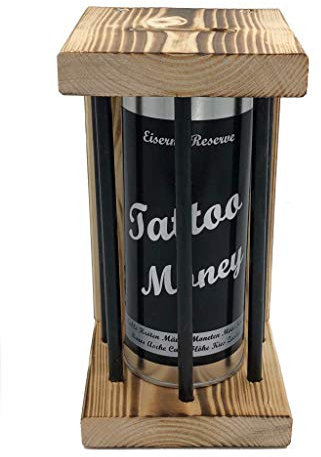 Tattoo Money Eiserne Reserve ® Black Edition Spardose witzige Sparbüchse, Geschenkidee Geldgeschenk Sparbüchse Geschenk